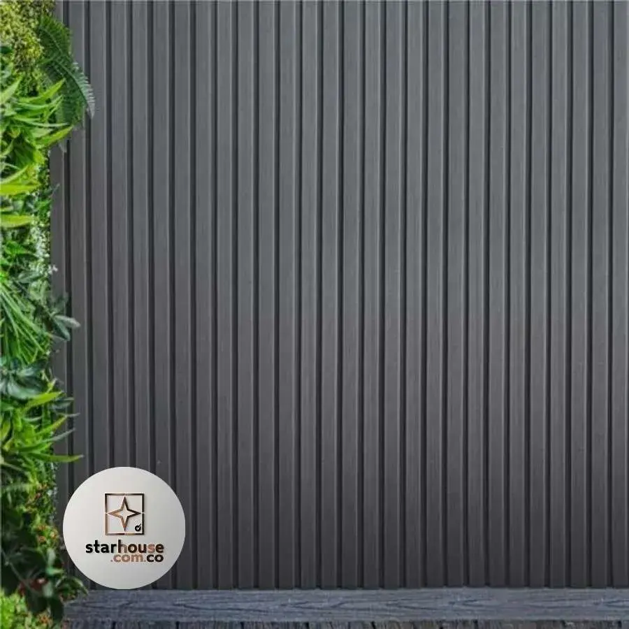 Panel 3D WPC para exterior resistente a la humedad en fachada moderna