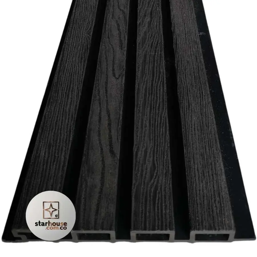 Panel 3D WPC para exterior resistente a la humedad en fachada moderna