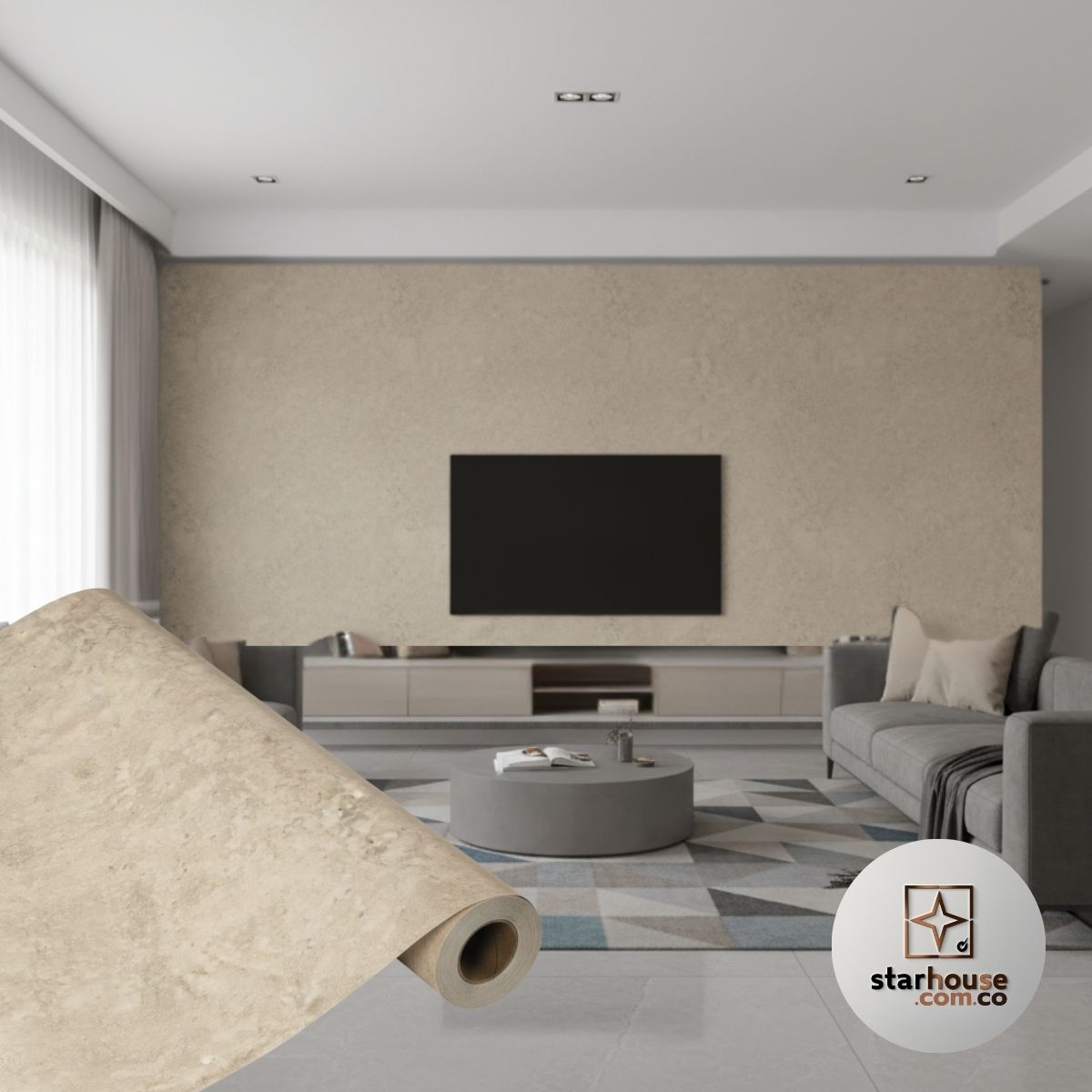 Vinilo Adhesivo Madera, marmol, microcemento 120 cms  ancho - Imagen 3