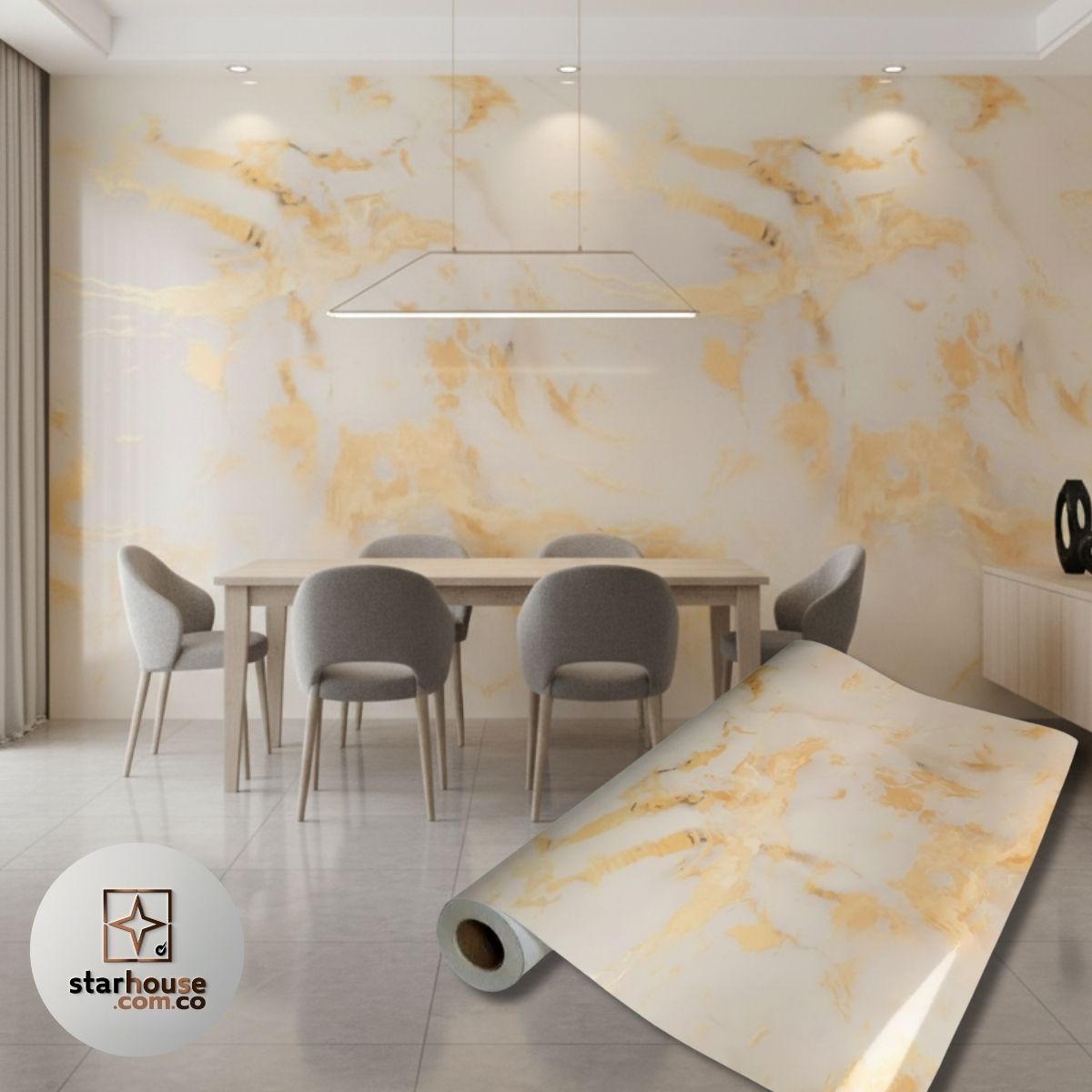 Vinilo Adhesivo Madera, marmol, microcemento 120 cms  ancho - Imagen 4