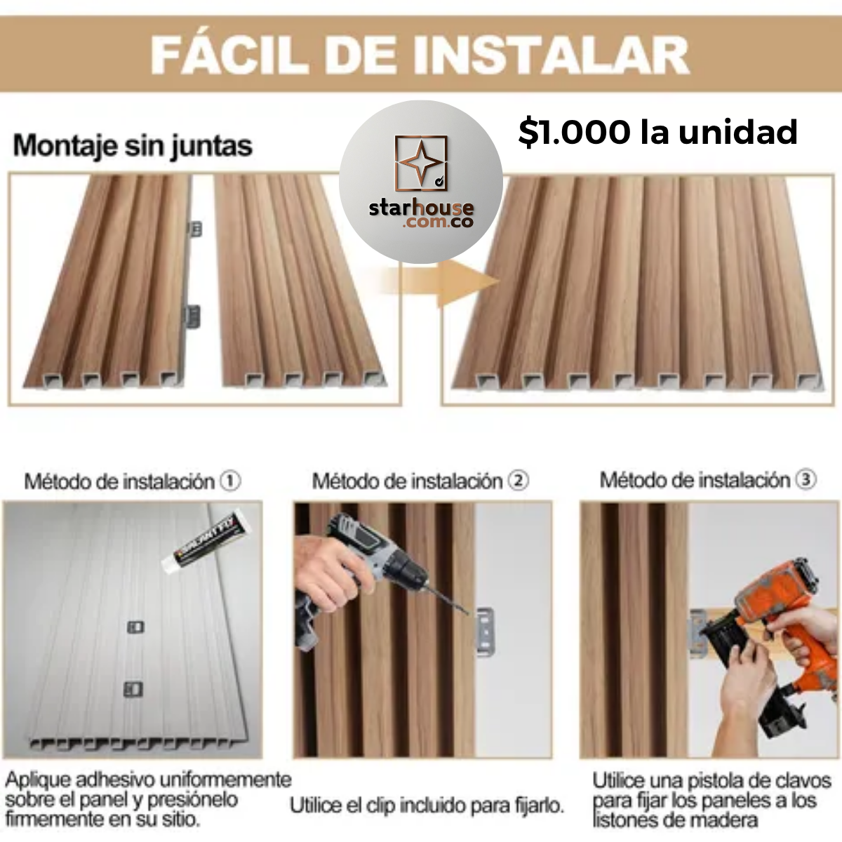Panel WPC Interior - Panel Ripado 16 cms x 2.90 mts - Imagen 3