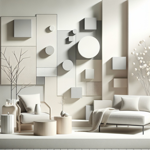 Papel tapiz para combinar muebles blancos y persiana gris