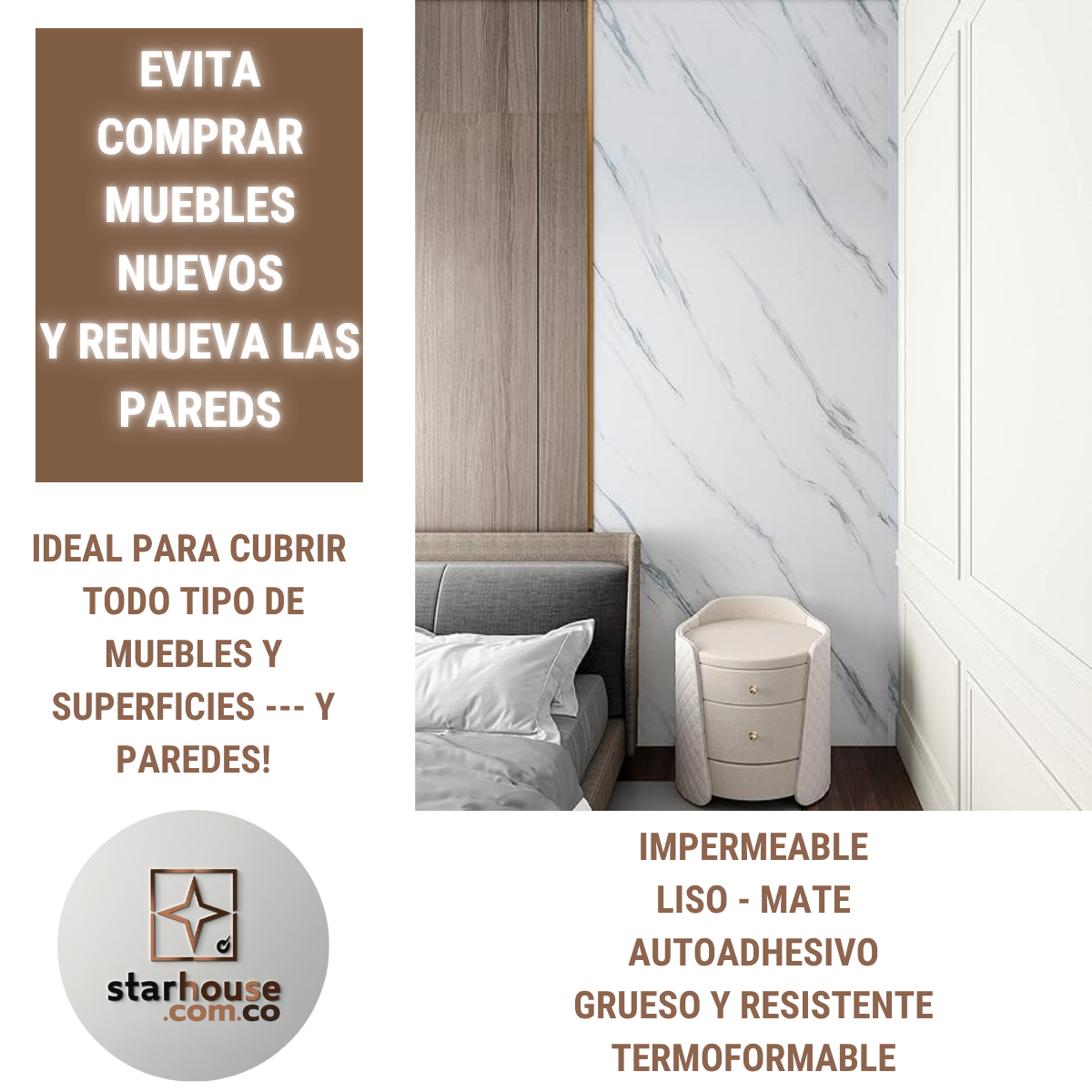 Vinilo Adhesivo Marmolizado ancho 60 cms - Imagen 4