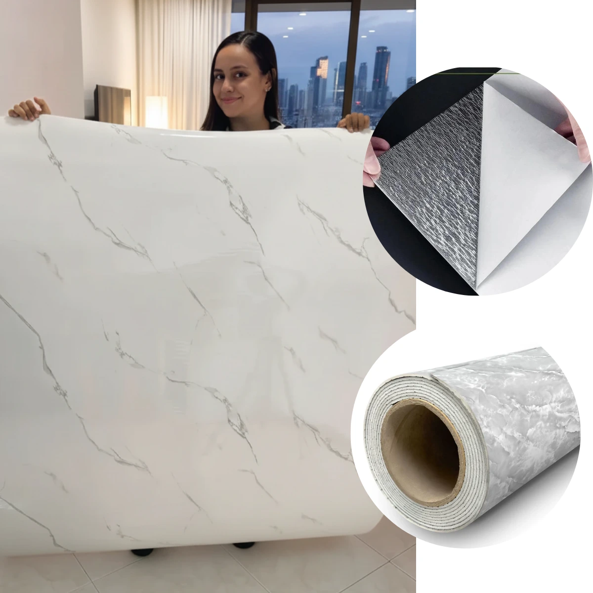 Rollo Adhesivo Marmolizado Espuma XPE - 1.20 mts x 3 mts - Imagen 1