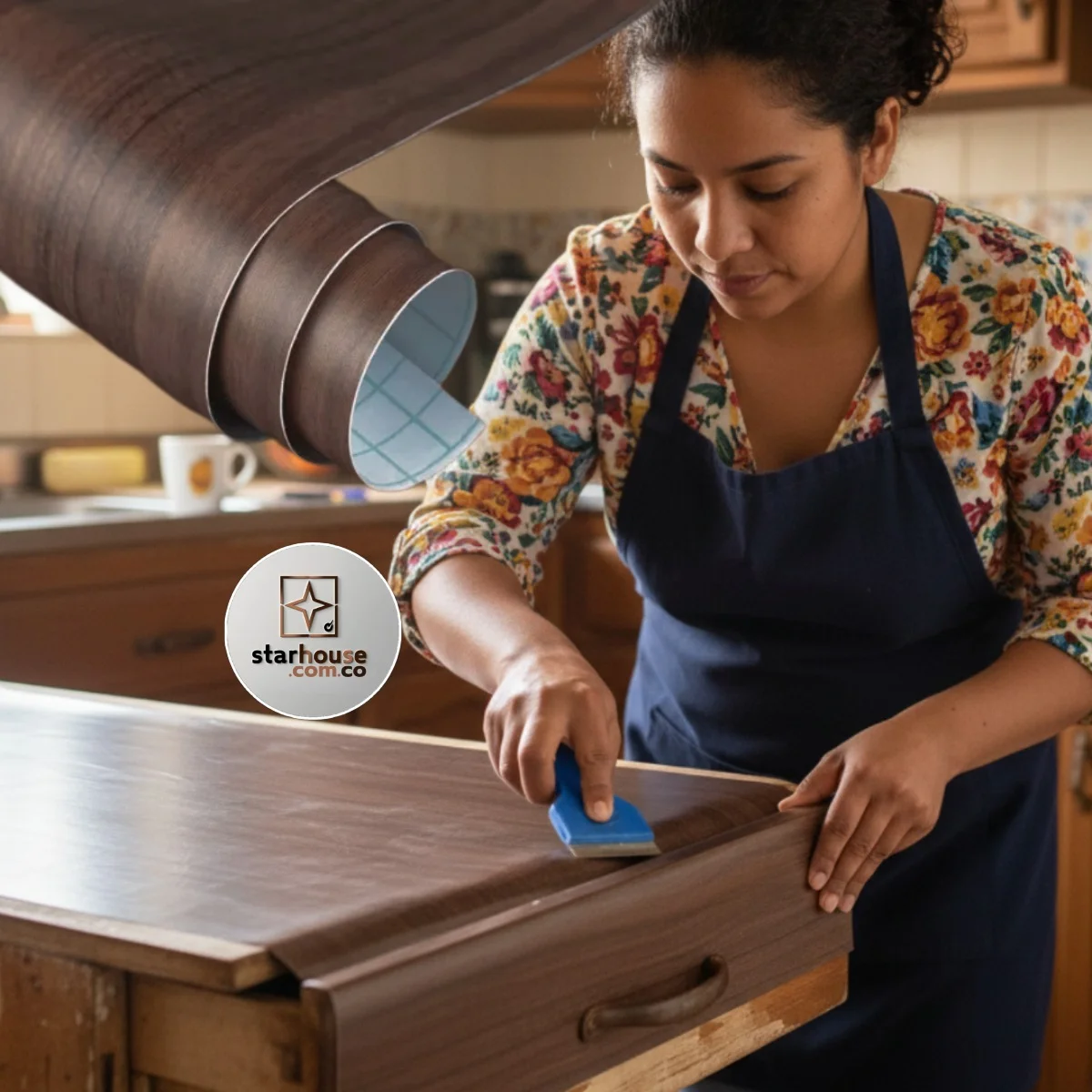 Papel adhesivo tipo madera 120 cms ancho x 1 mt largo - Imagen 6