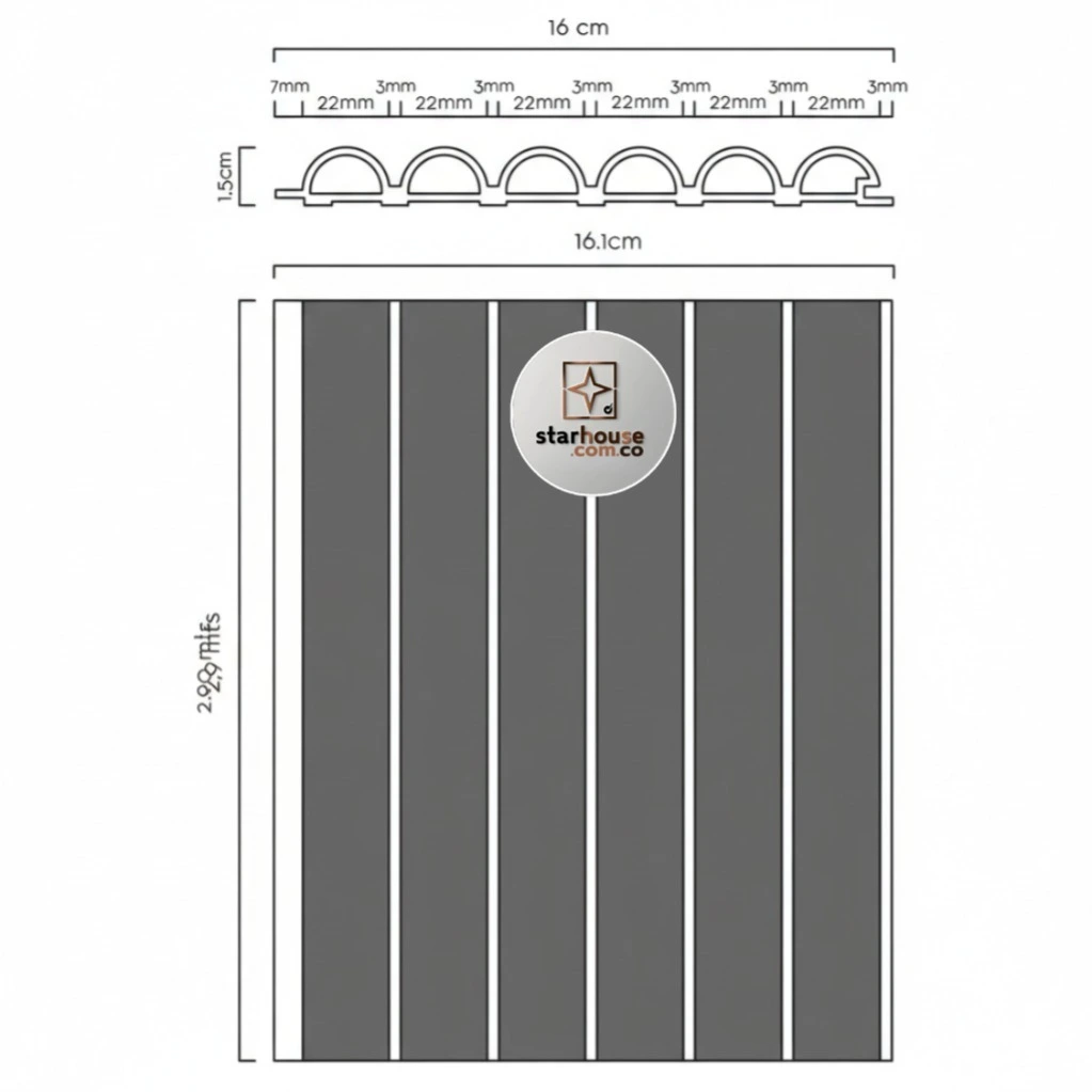 Panel WPC Interior Curvo 15.5 cms x 2.90 mts - Imagen 2
