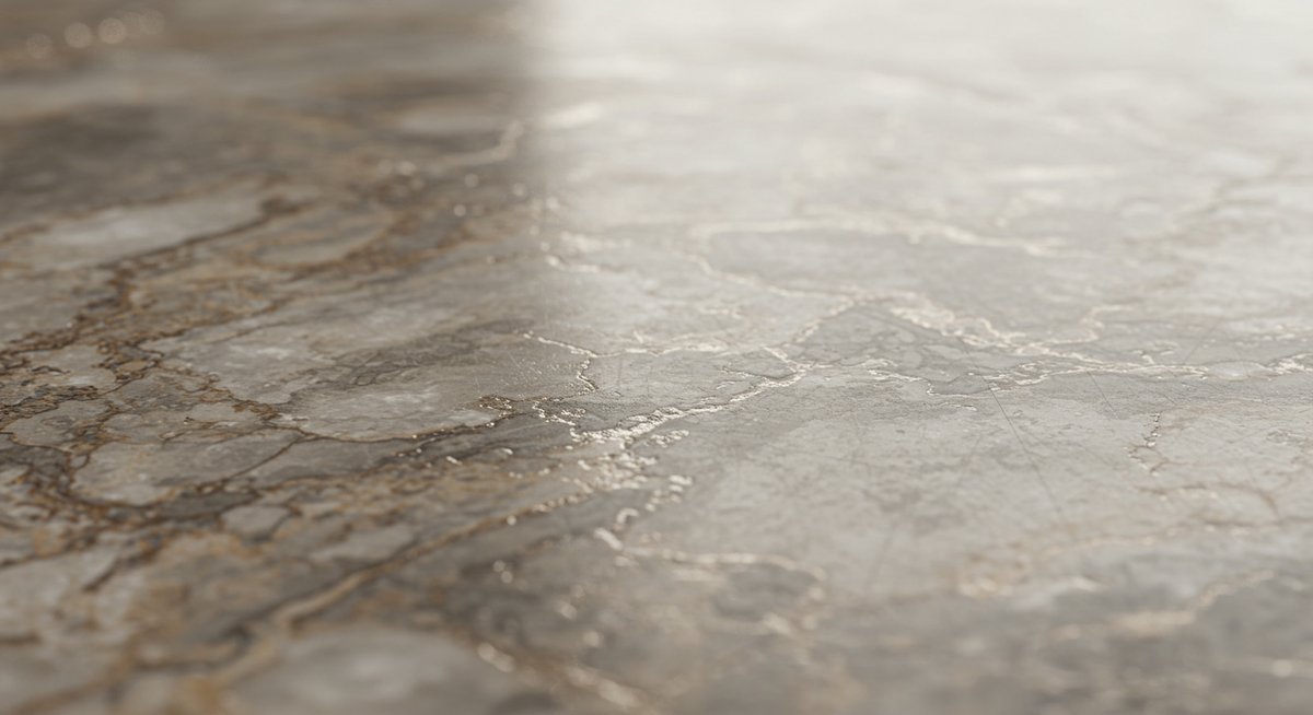 Close-up of a PVC marbleized panel showing realistic texture and shine.