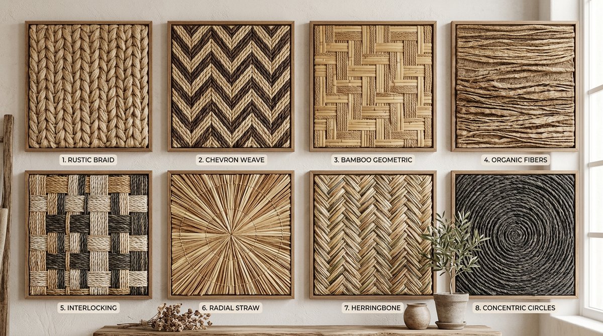 Paredes 3D Fibra Vegetal rústico: Texturas y estilos de paneles decorativos de fibra vegetal.