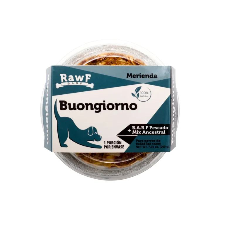 Snack Húmedo Perro BARF sabor Pescado Buongiorno con semillas ancestrales