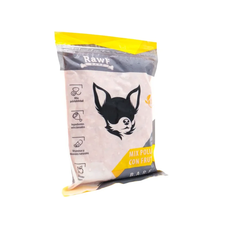Alimento BARF perro pollo fruta, mezcla natural y nutritiva para perros