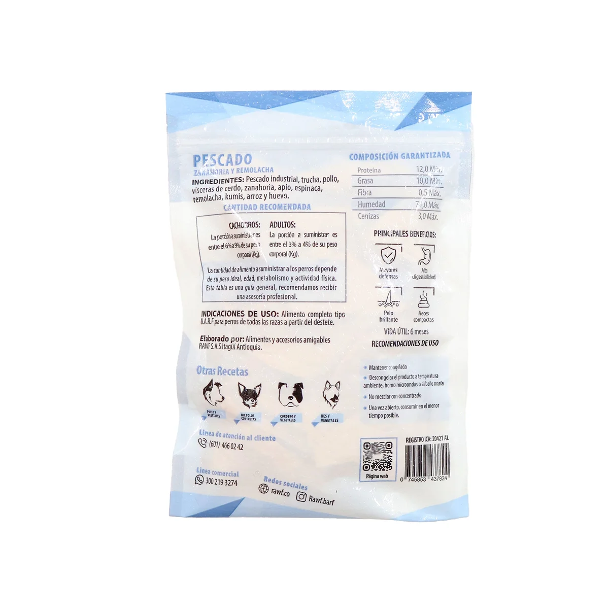 Alimento BARF Perro Pescado | Zanahoria Remolacha 500g - Imagen 2