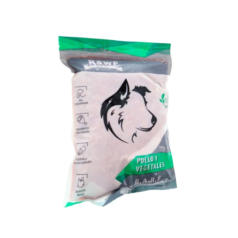 Alimento BARF perro pollo y vegetales 500g para salud digestiva canina
