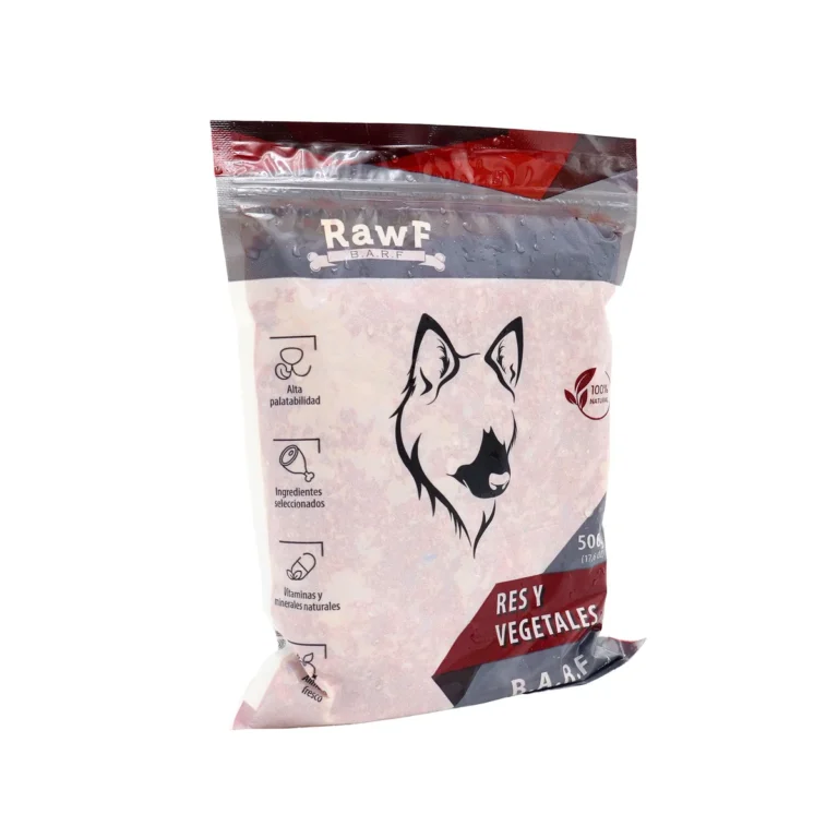 Comida BARF perro res vegetales 500g, alimento natural fresco para mascotas