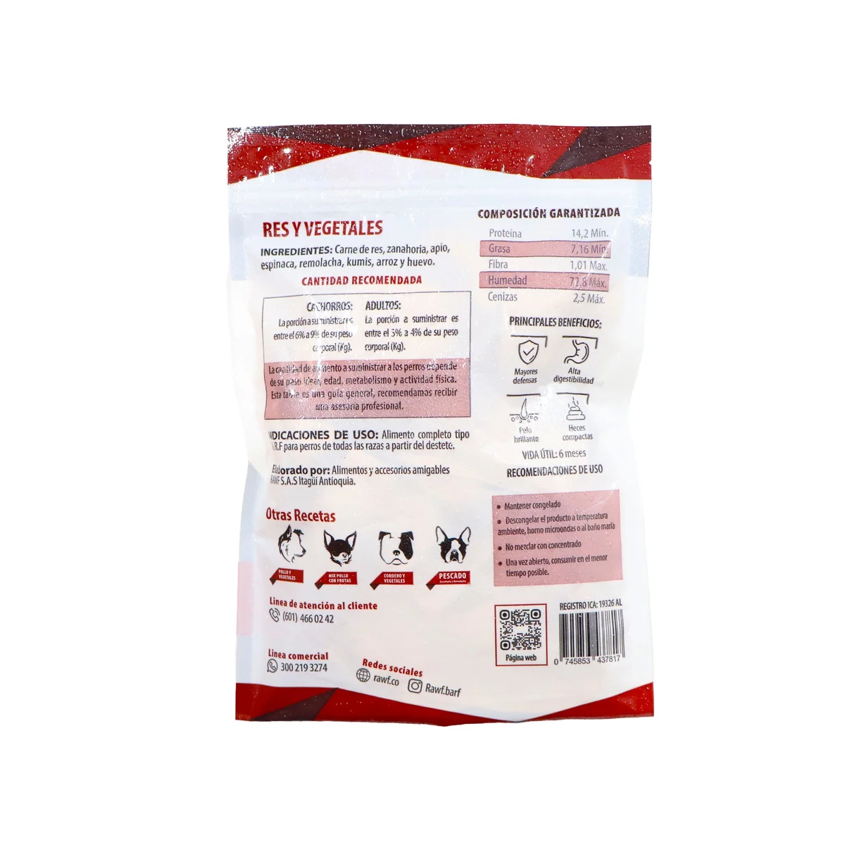 Comida BARF Perro Res Vegetales 500g | Natural - Imagen 2