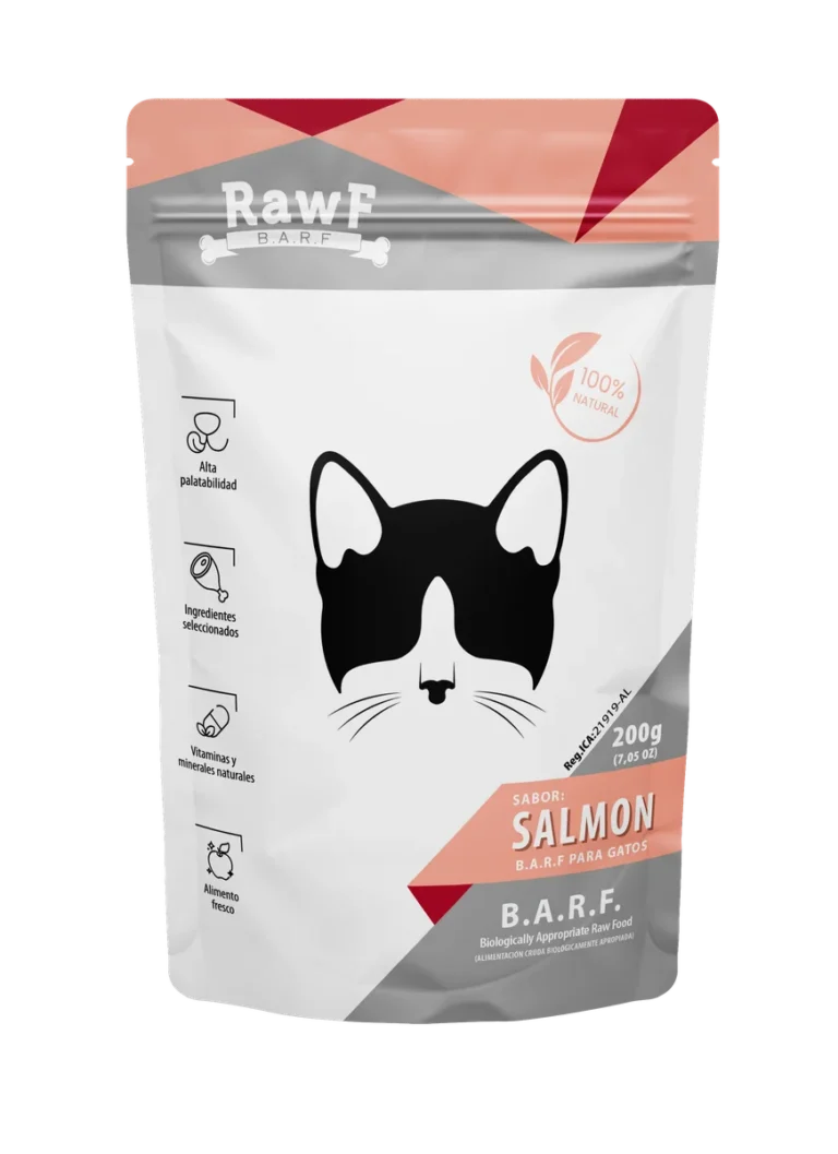 BARF gato salmón nutrición natural 200g Alimento Natural