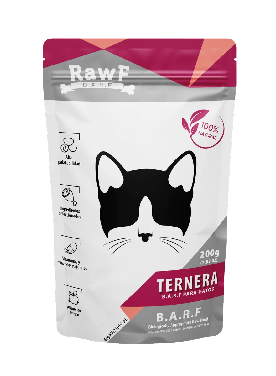 BARF Gato Ternera | 200g natural sin conservantes - Imagen 1