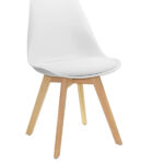Set X4 unidades Silla Comedor Blanca Patas Café