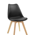 Set X4 unidades Silla Comedor Negra Patas Café