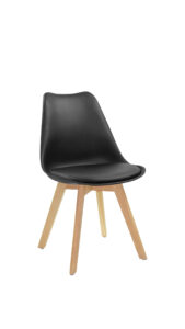 Set X4 unidades Silla Comedor Negra Patas Café