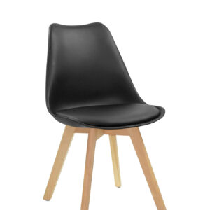 Set X4 unidades Silla Comedor Negra Patas Café
