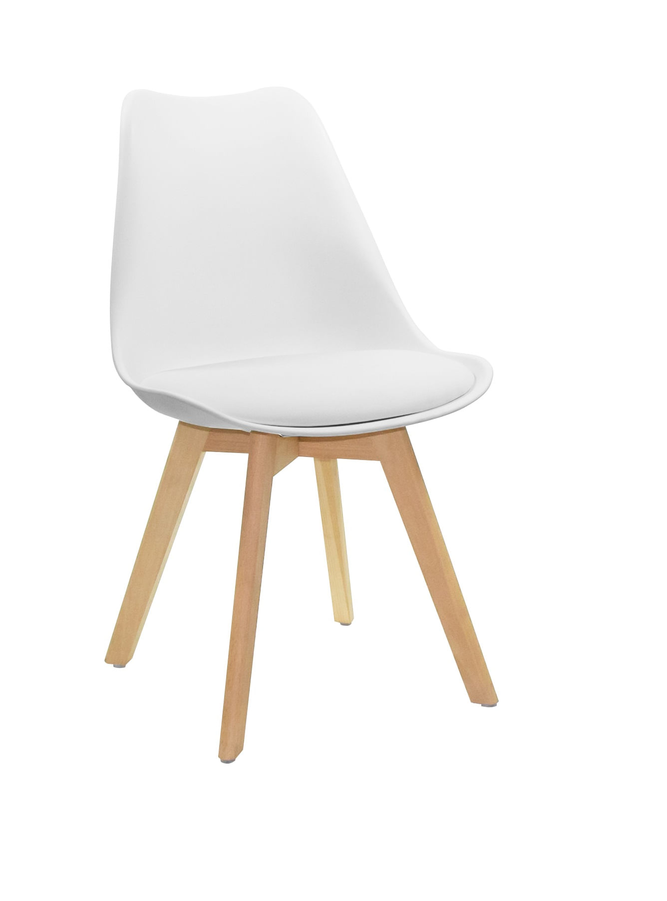 Set X4 unidades Silla Comedor Blanca Patas Café - Imagen 1