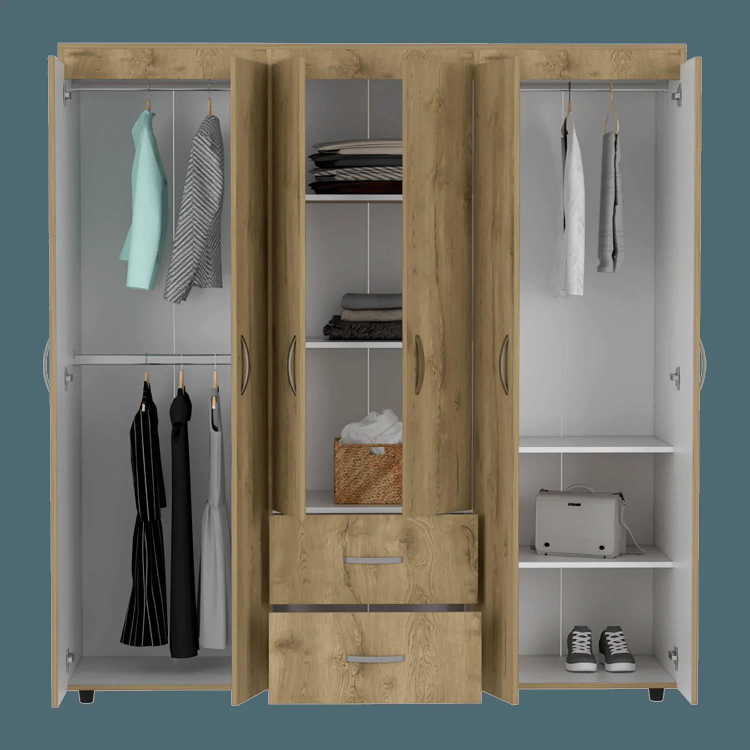 Closet Bariloche 180 X 170 X 50 RTA Blanco + Macadamia - Imagen 2