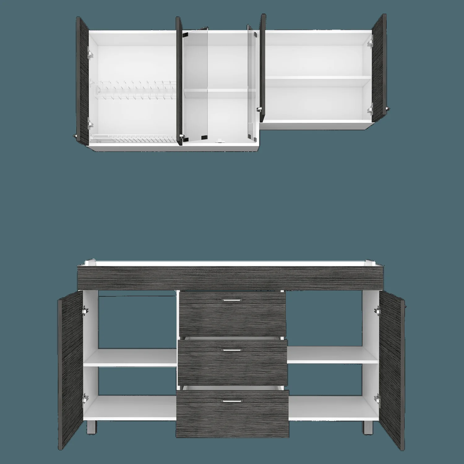 Cocina 150 Lumina RTA Blanco + Roble Gris - Imagen 3