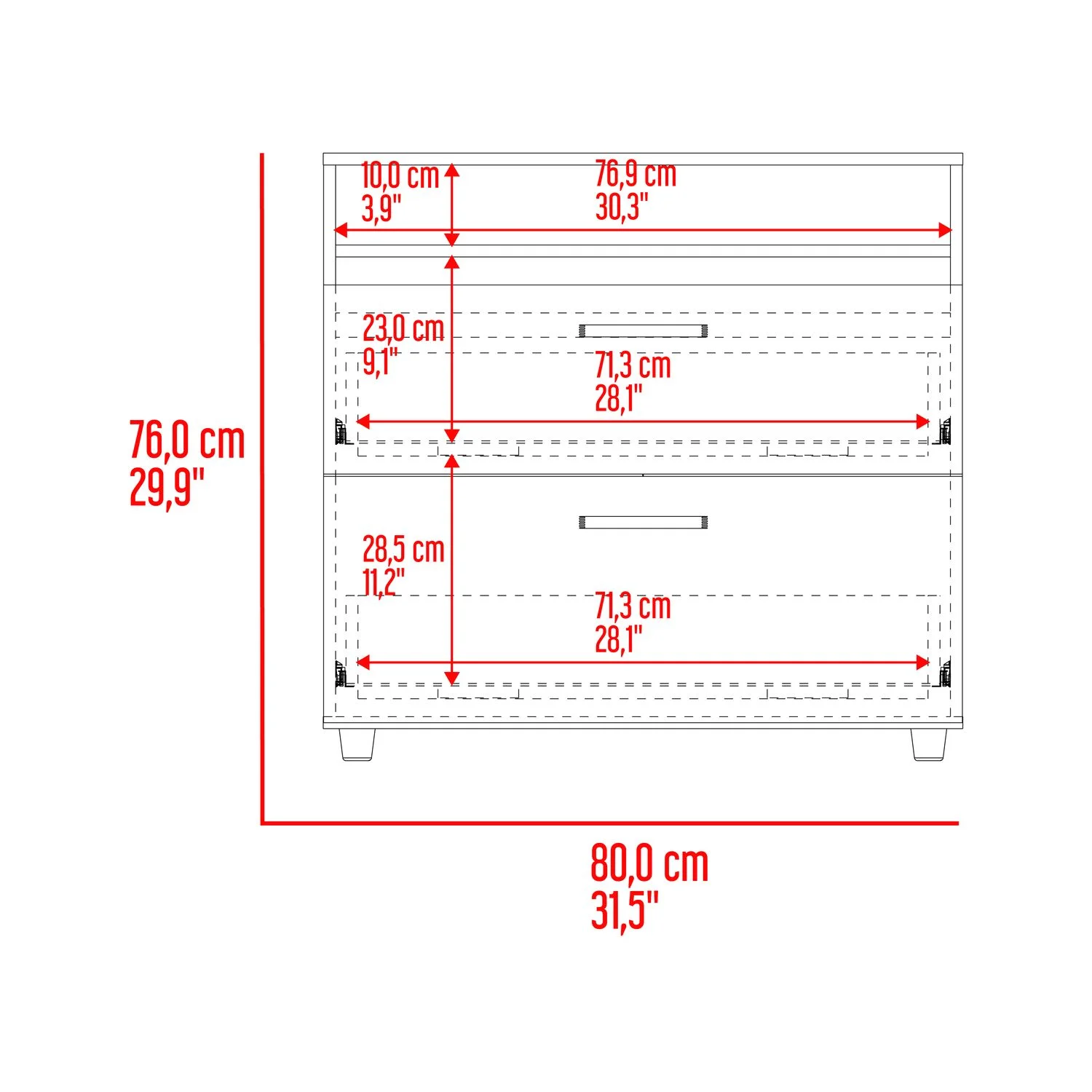Cajonera Barilo 76X80X41 RTA Fresno Eu Wengue - Imagen 5