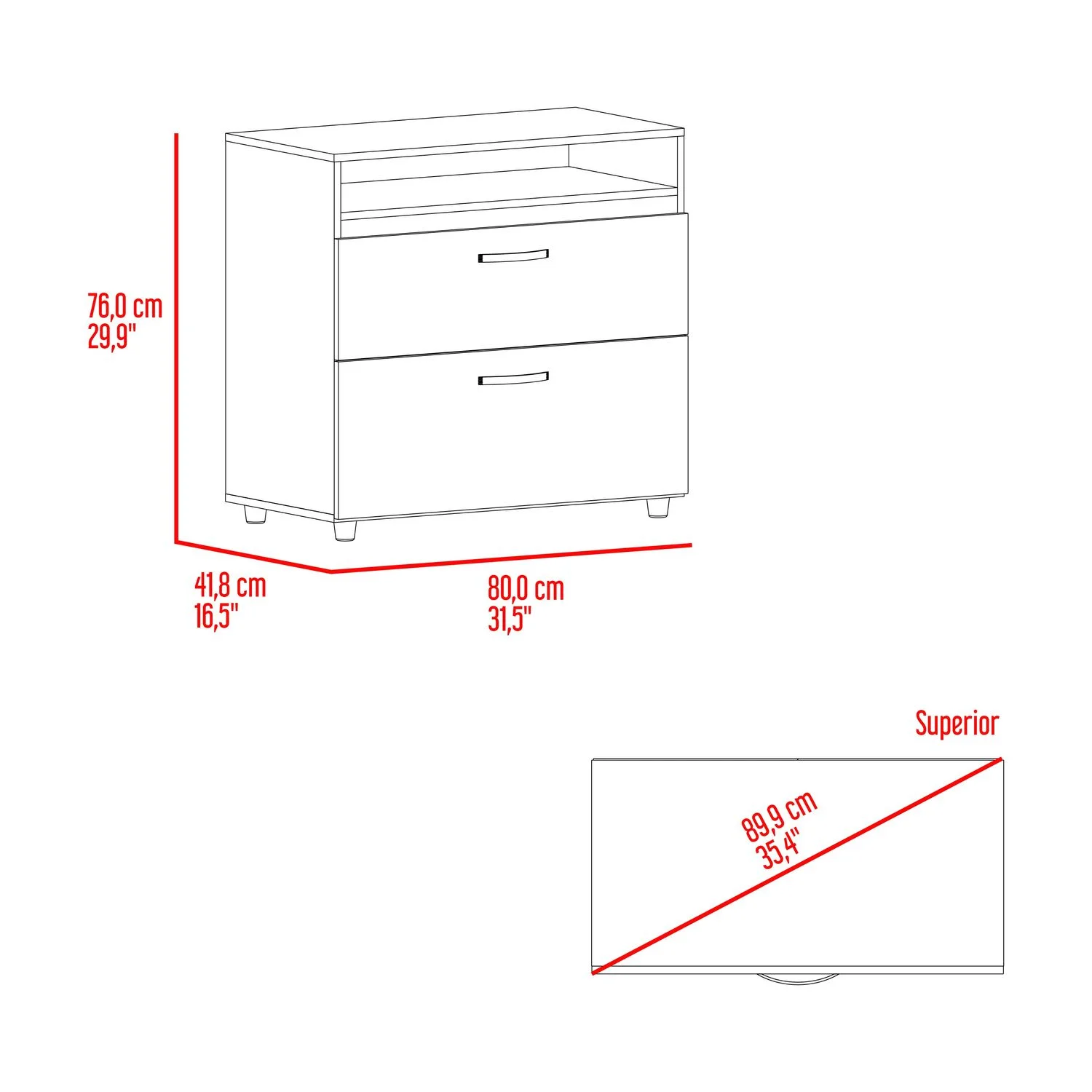 Cajonera Barilo 76X80X41 RTA Fresno Eu Wengue - Imagen 6