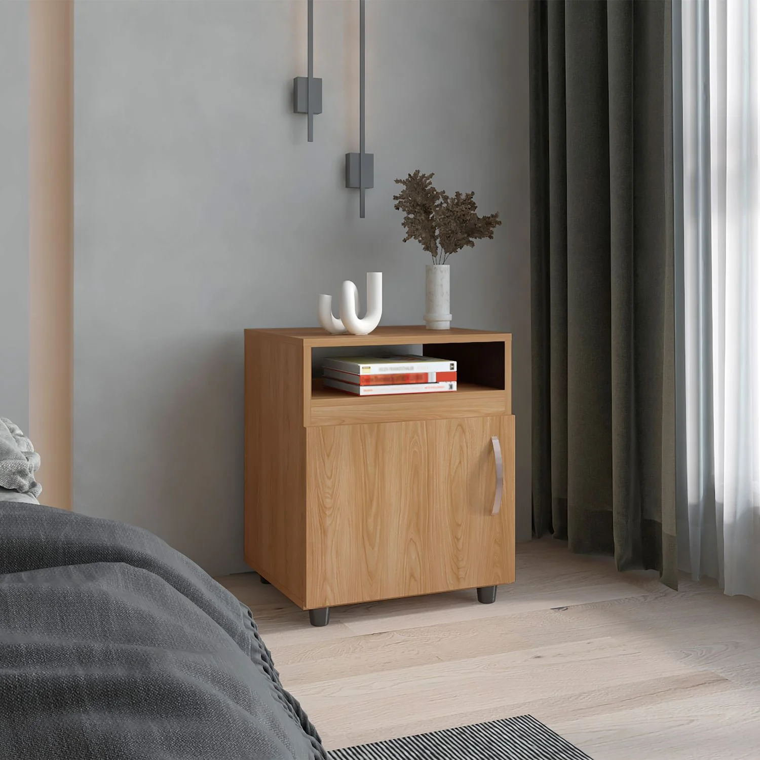 Mesa de noche Barilo 1P 55X45X40 RTA Fresno Eu Wengue - Imagen 2