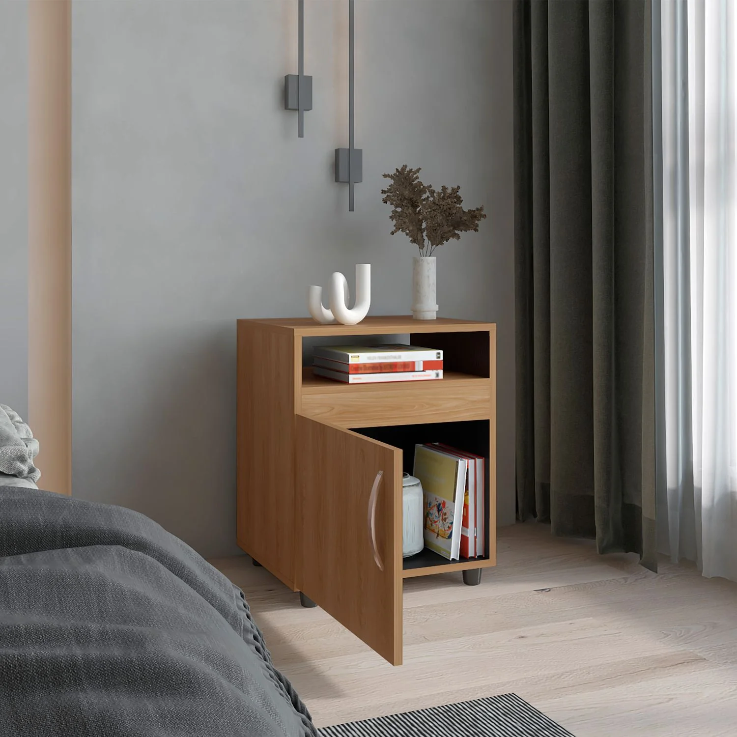 Mesa de noche Barilo 1P 55X45X40 RTA Fresno Eu Wengue - Imagen 3