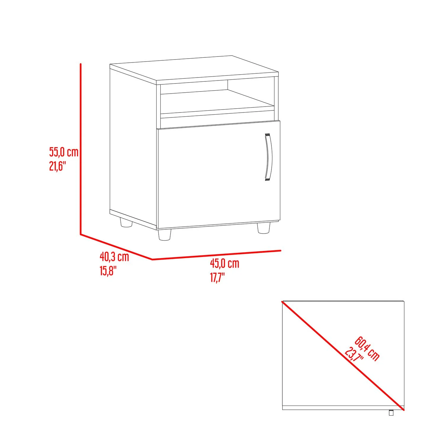 Mesa de noche Barilo 1P 55X45X40 RTA Fresno Eu Wengue - Imagen 7