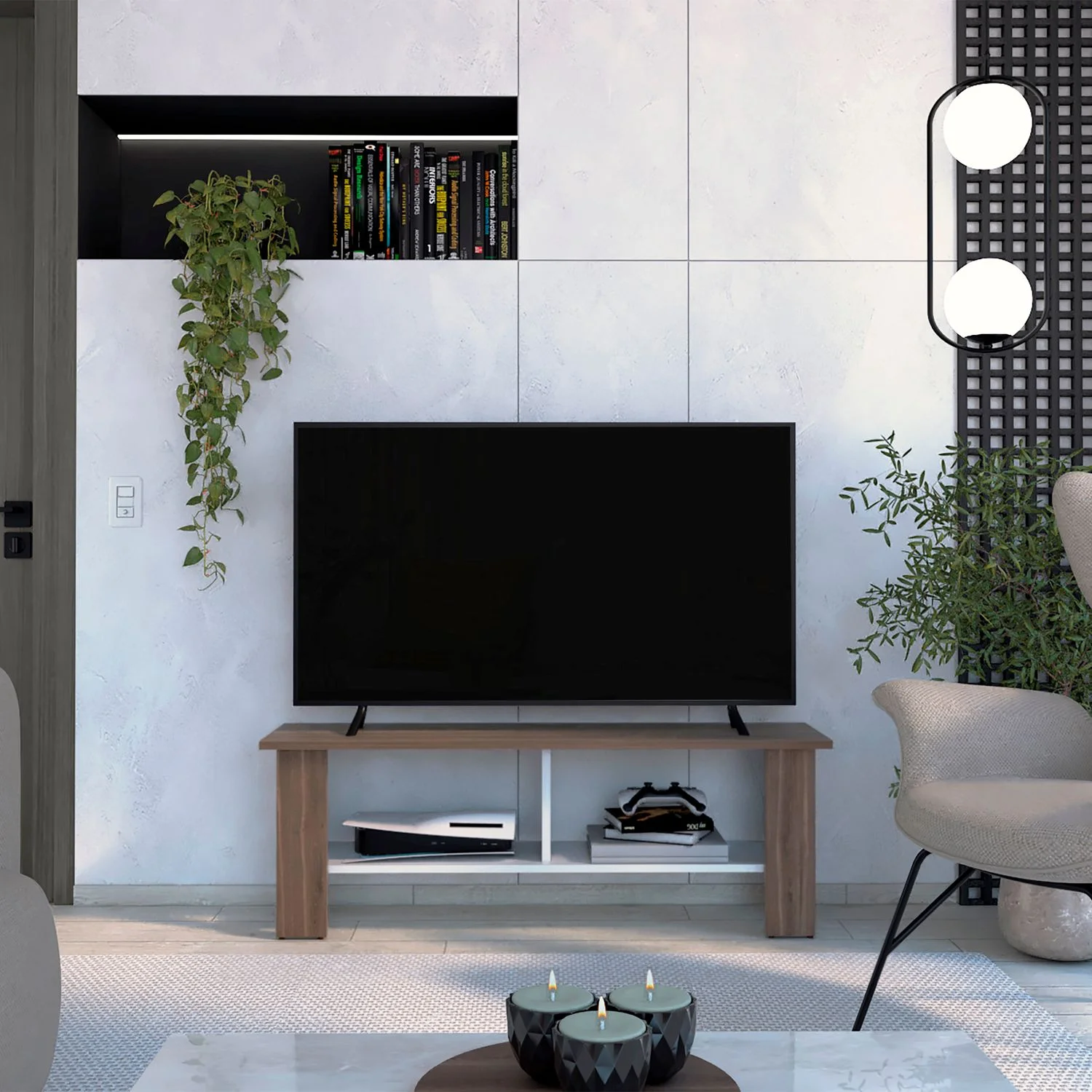 Mesa TV Navia 55'' 42X120 RTA Milan Blanco - Imagen 2