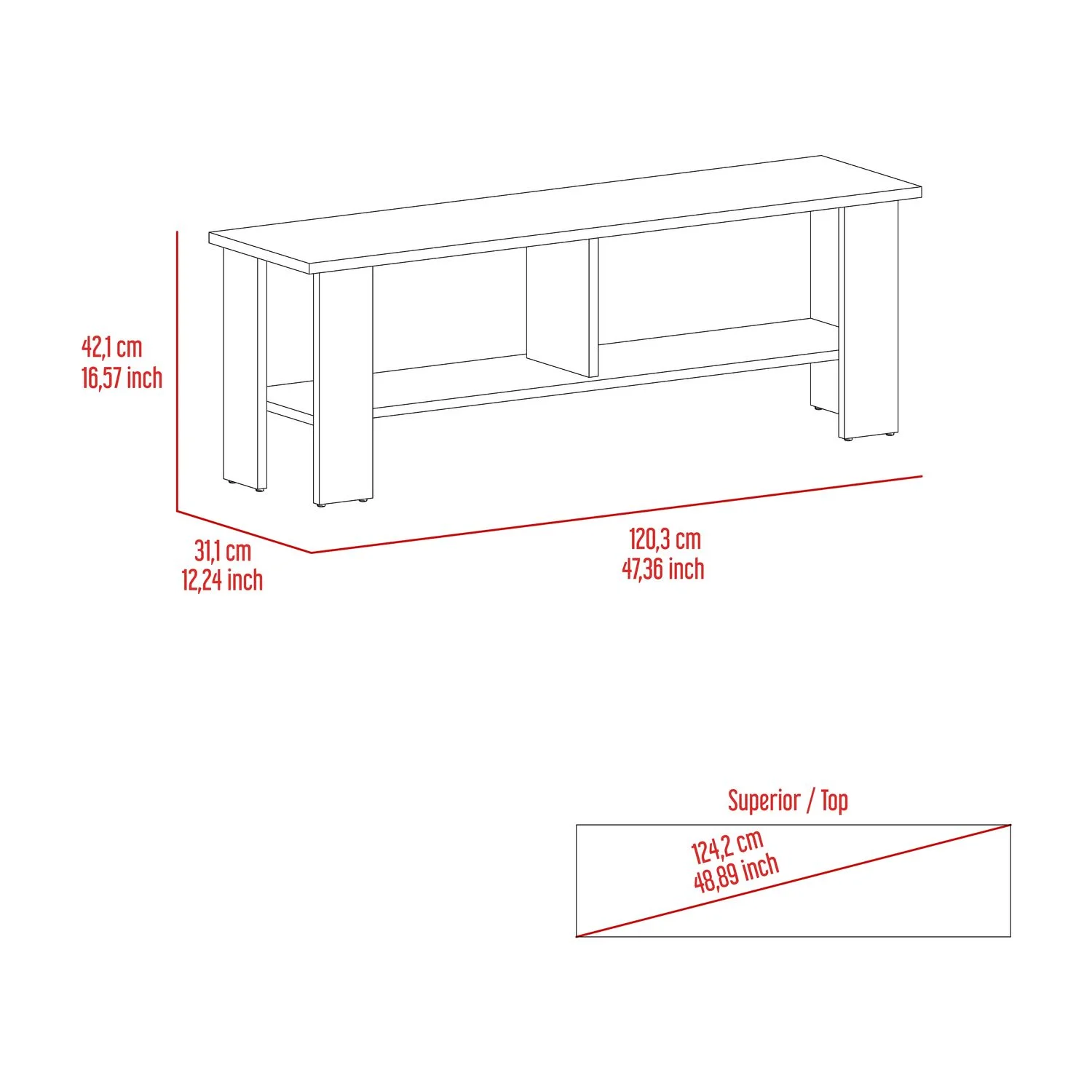 Mesa TV Navia 55'' 42X120 RTA Milan Blanco - Imagen 6