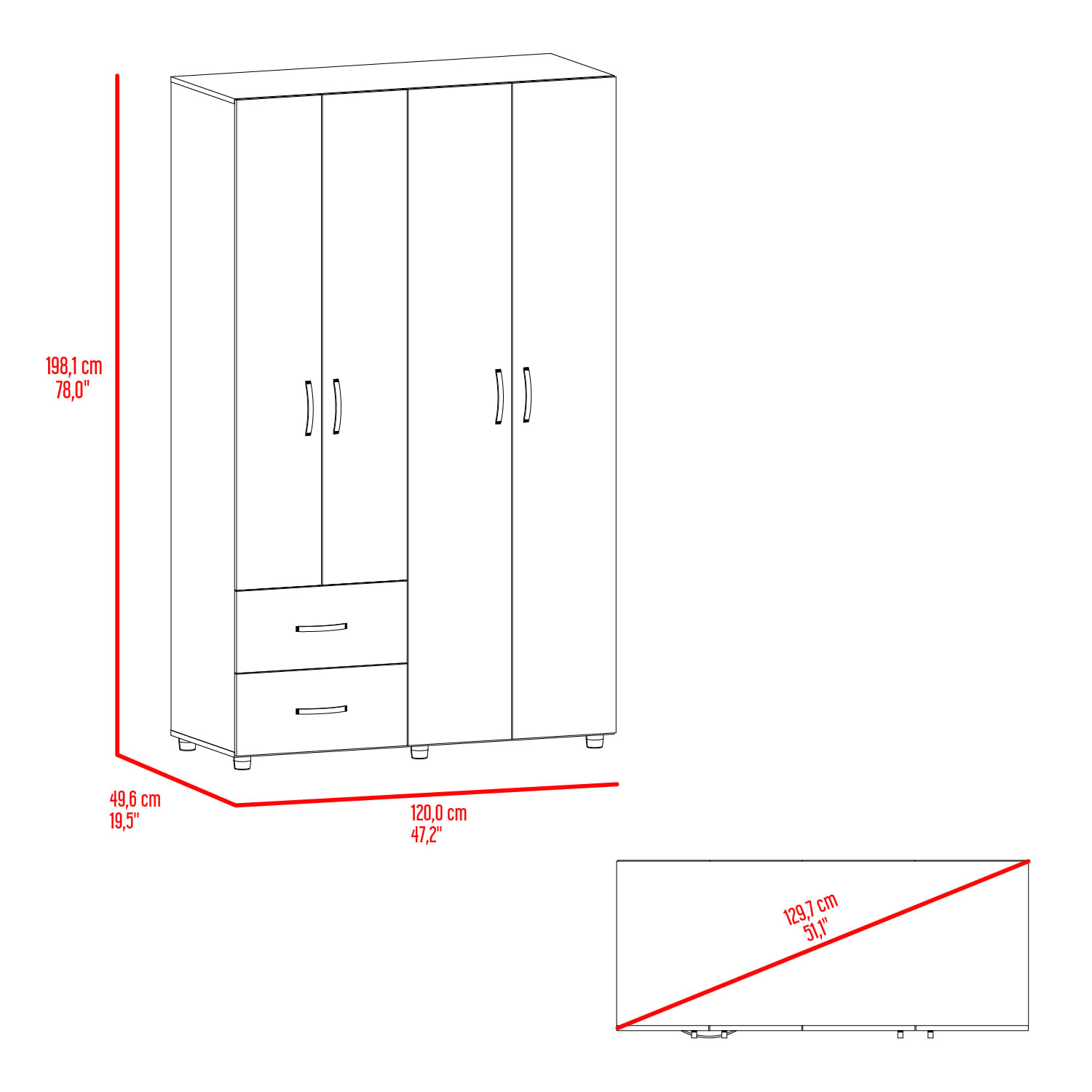 Closet Barilo 2 Cajones 200X120X45 RTA Fresno Eu Wengue - Imagen 9