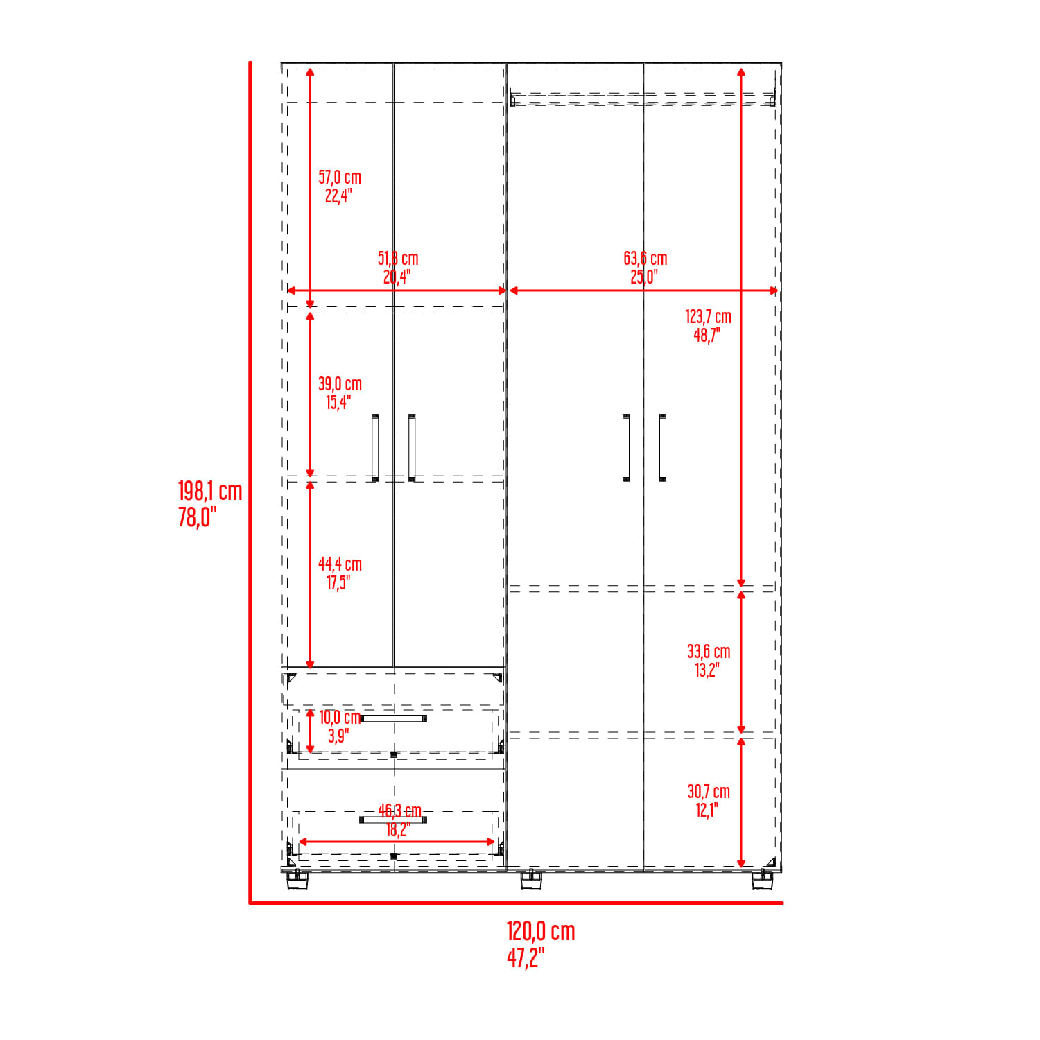 Closet Barilo 2 Cajones 200X120X45 RTA Fresno Eu Wengue - Imagen 8
