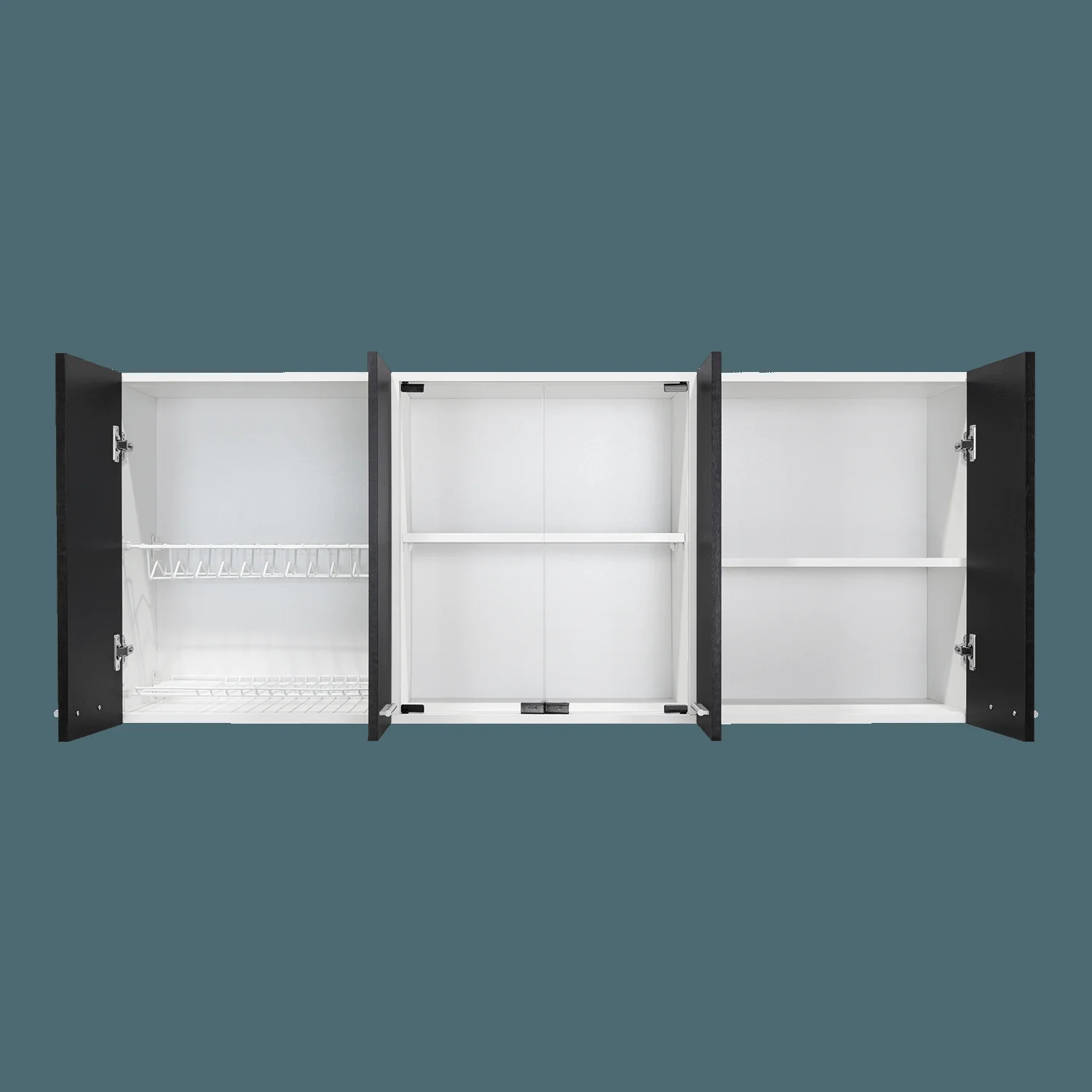 Gabinete Superior Cocina 150 Vidrio RTA Blanco + Wengue - Imagen 5