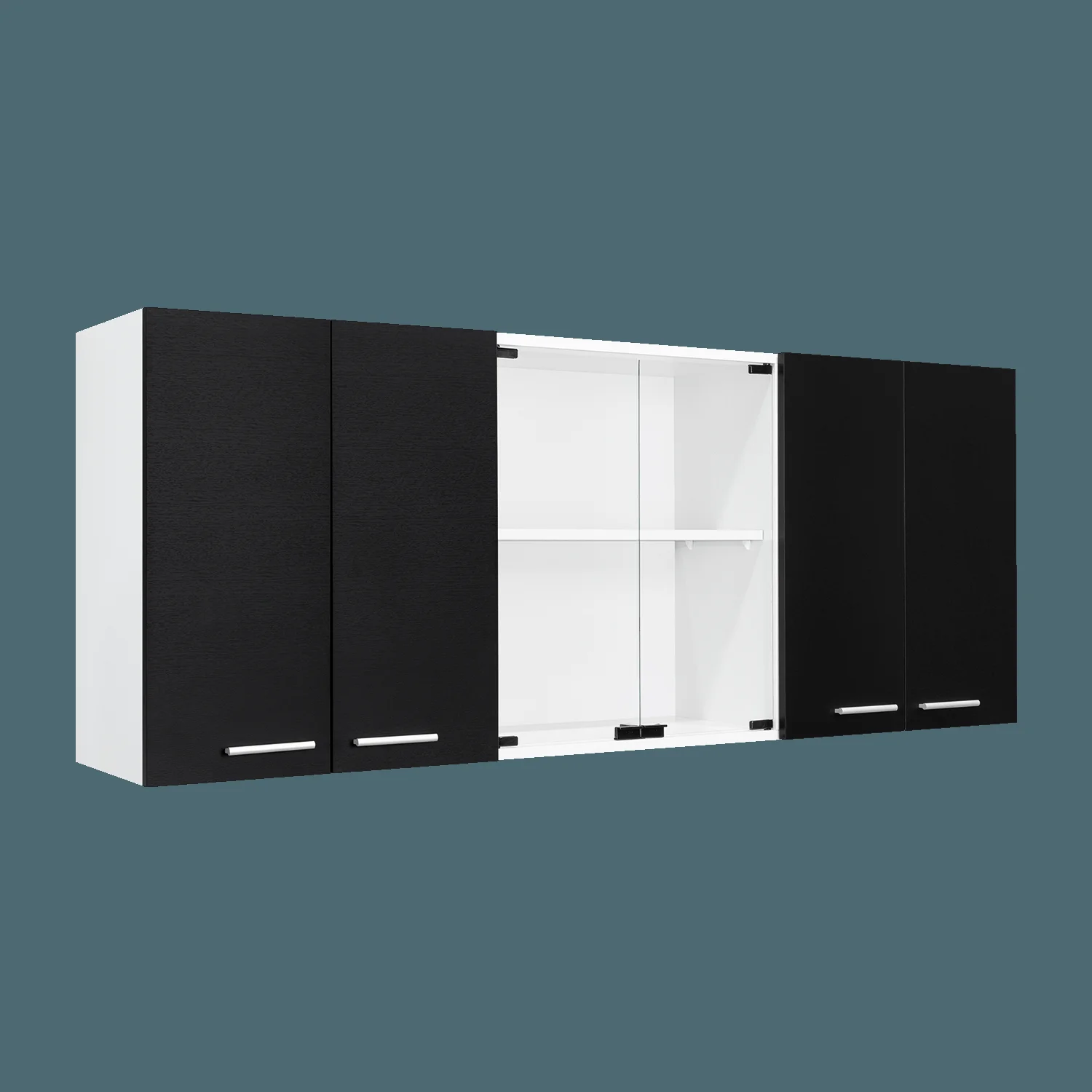 Gabinete Superior Cocina 150 Vidrio RTA Blanco + Wengue - Imagen 6