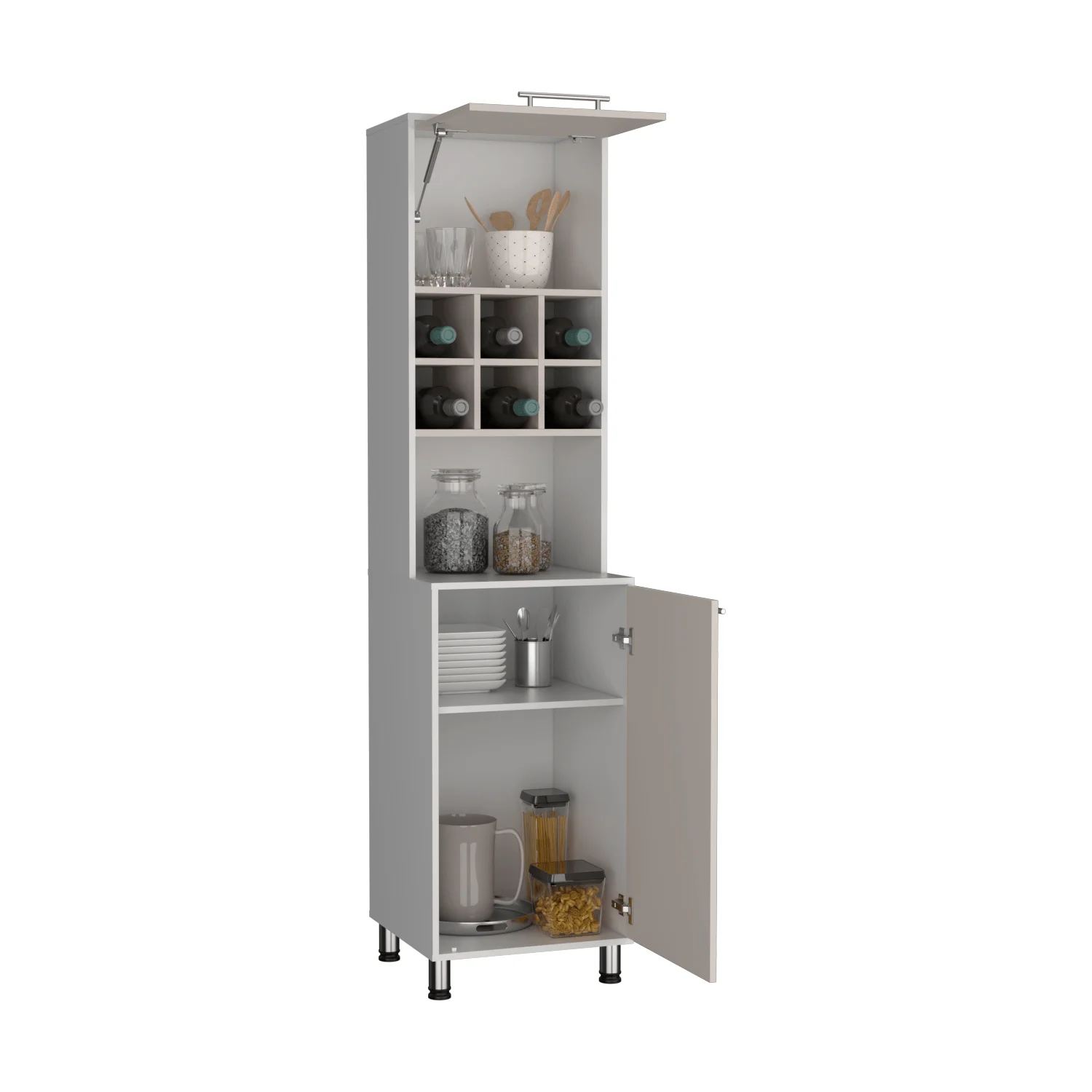 Mueble Alacena Attica 204x50x49 RTA Blanco Mqz + Capri - Imagen 1