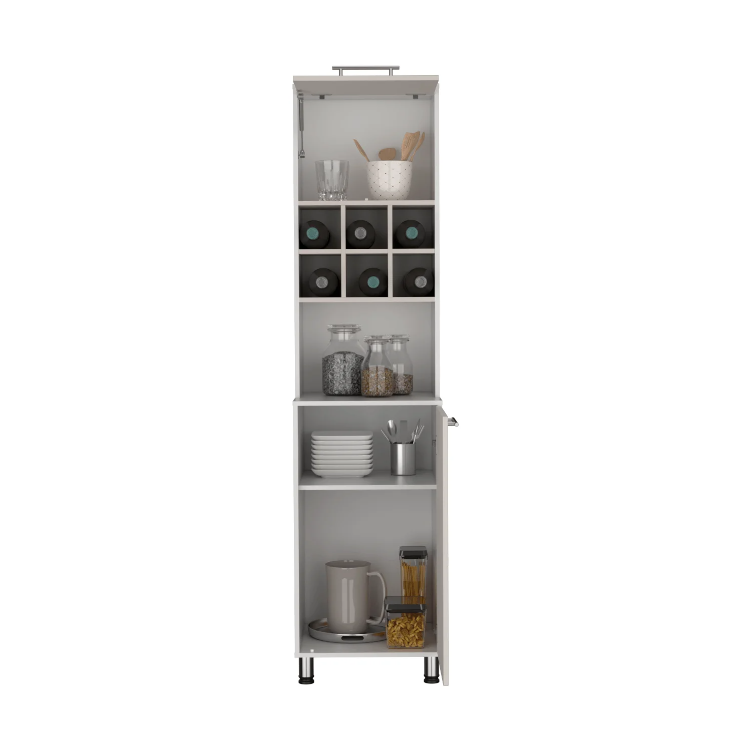 Mueble Alacena Attica 204x50x49 RTA Blanco Mqz + Capri - Imagen 4