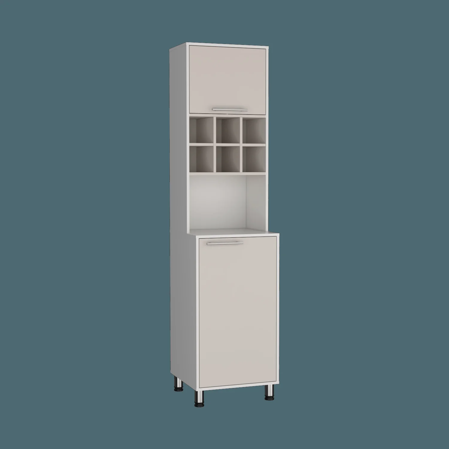 Mueble Alacena Attica 204x50x49 RTA Blanco Mqz + Capri - Imagen 6