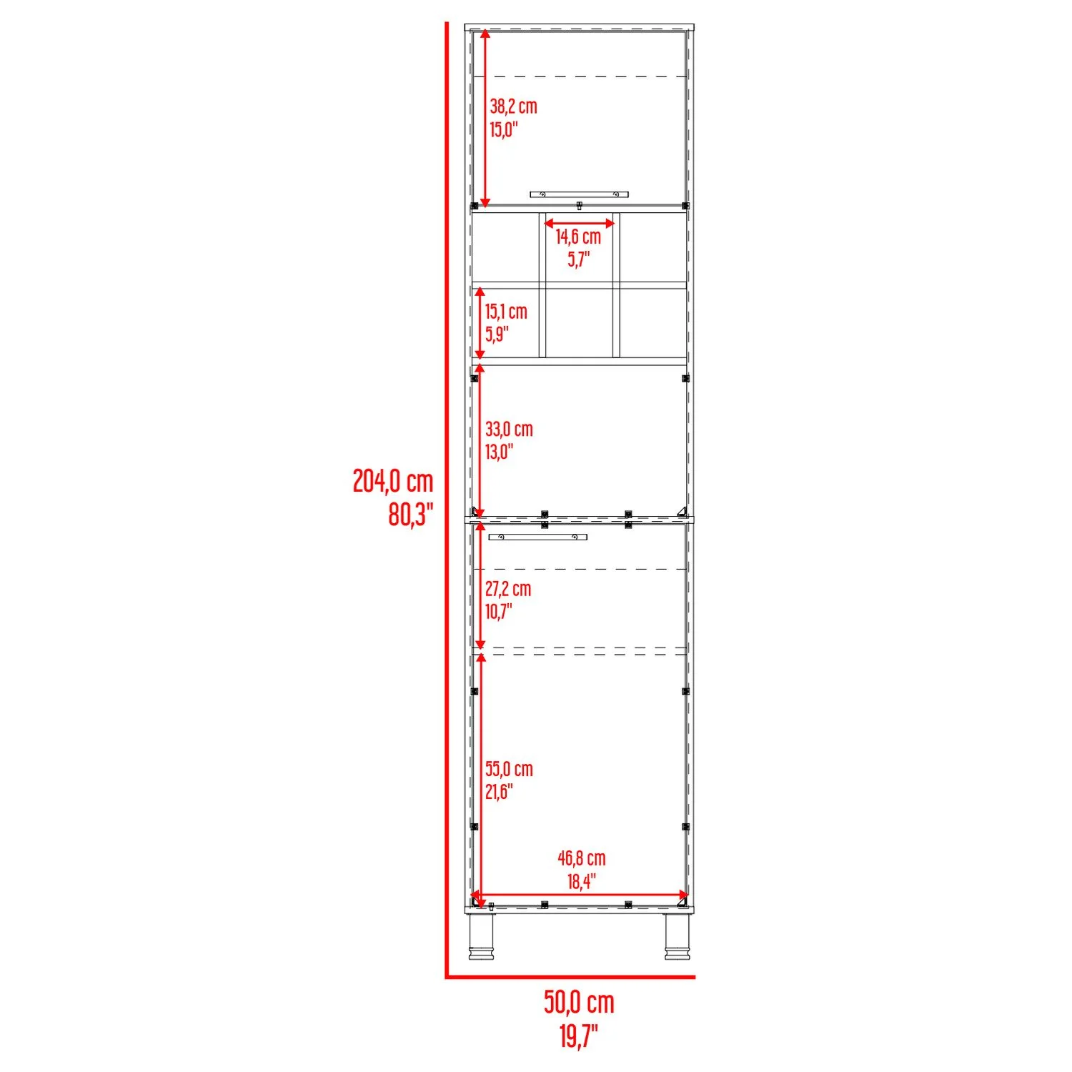 Mueble Alacena Attica 204x50x49 RTA Blanco Mqz + Capri - Imagen 8