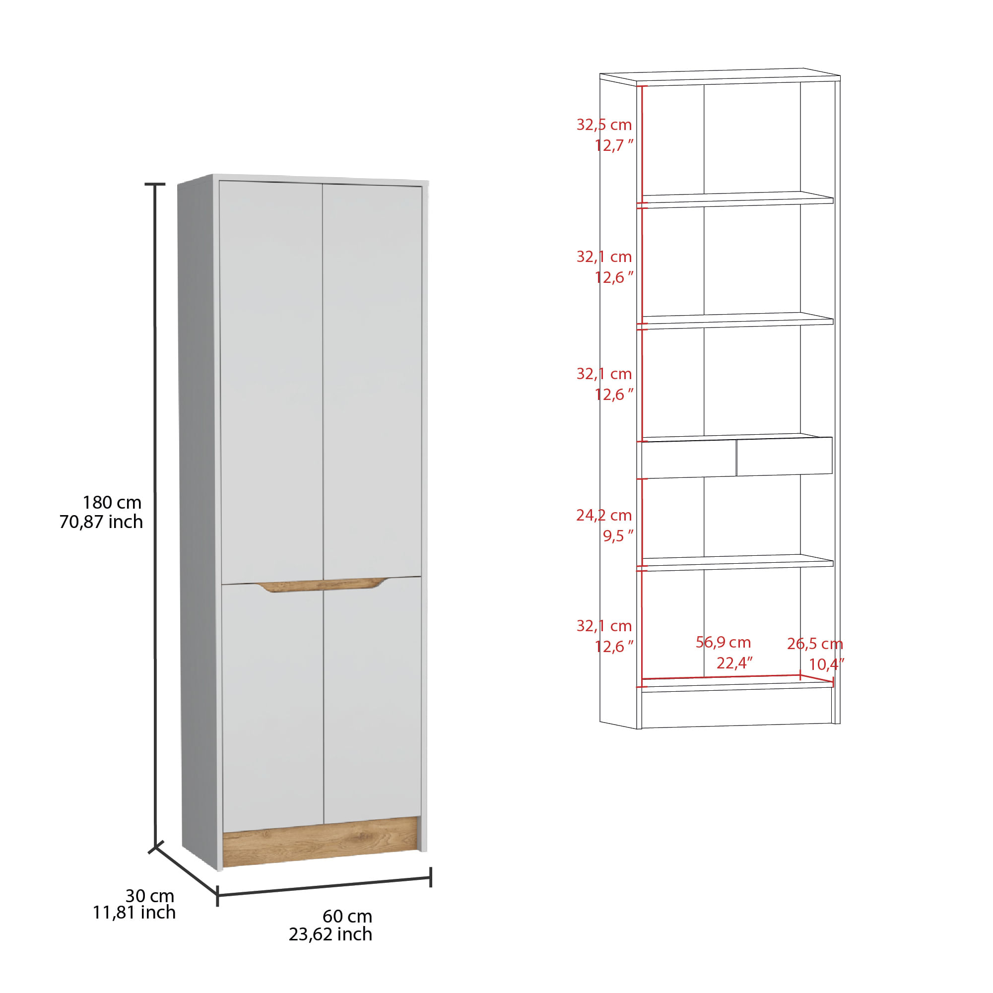 Alacena Sencilla Soler 180X60 RTA Blanco Macadamia - Imagen 6