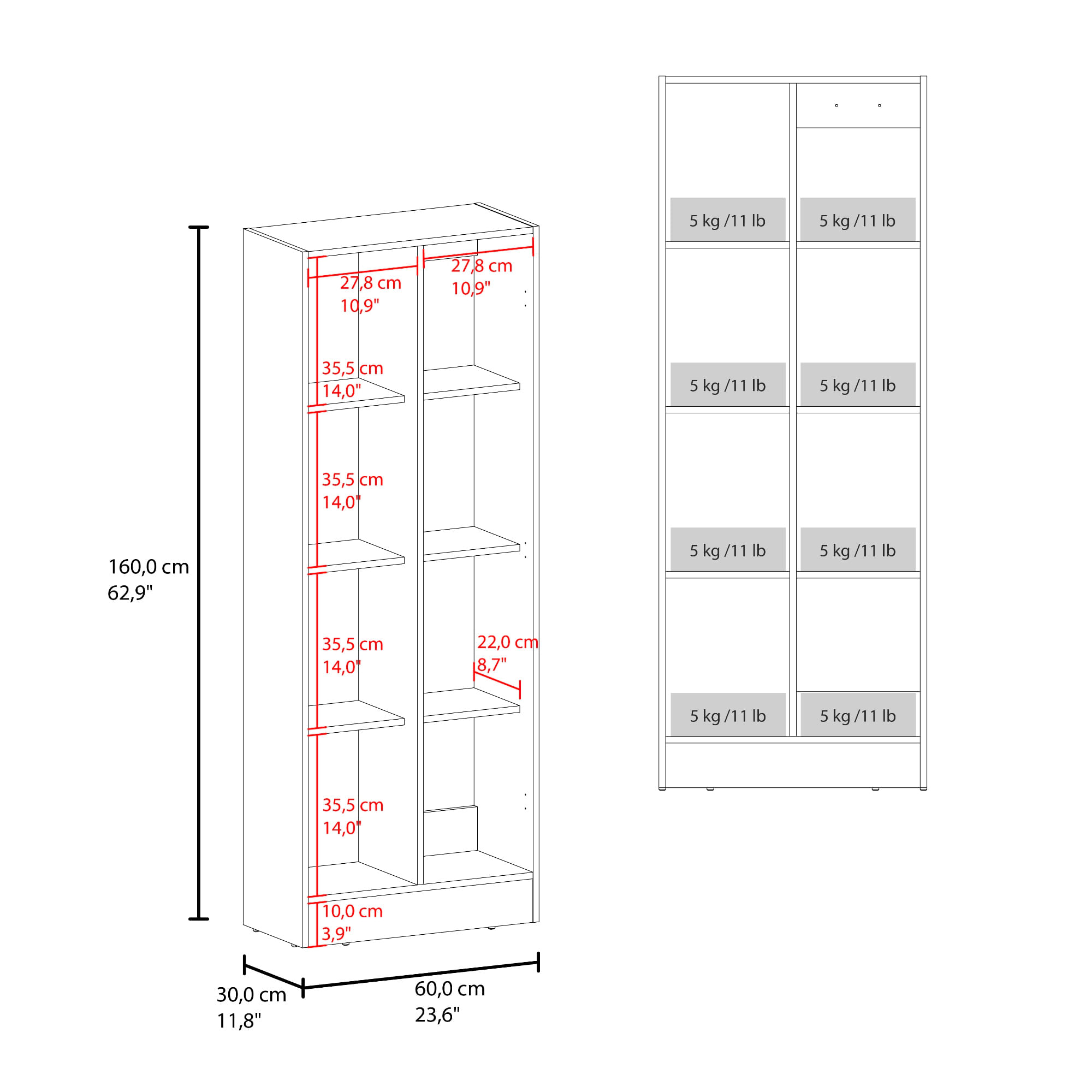 Alacena Multiusos Felch 160X60X30 RTA Blanco ZF - Imagen 8