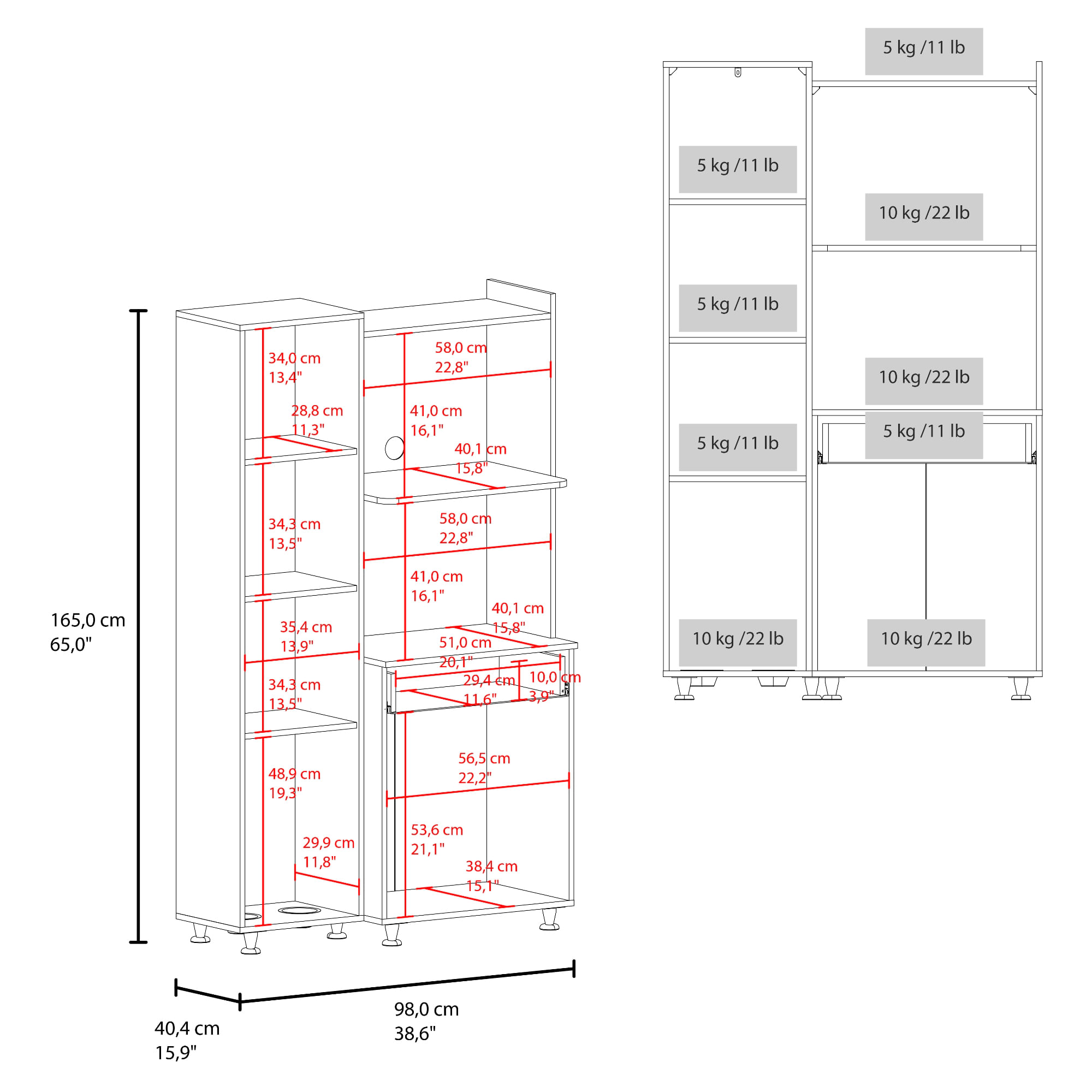 Alacena Pantress Eco 165X98X40 RTA Blanco ZF - Imagen 6