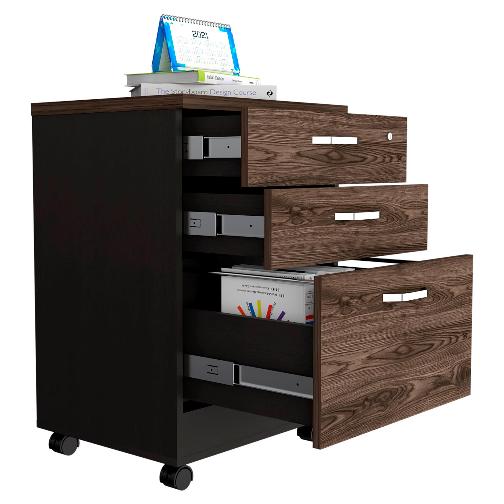 Archivador Home Office 3 Cajones Bajo RTA Wengue Milan - Imagen 1