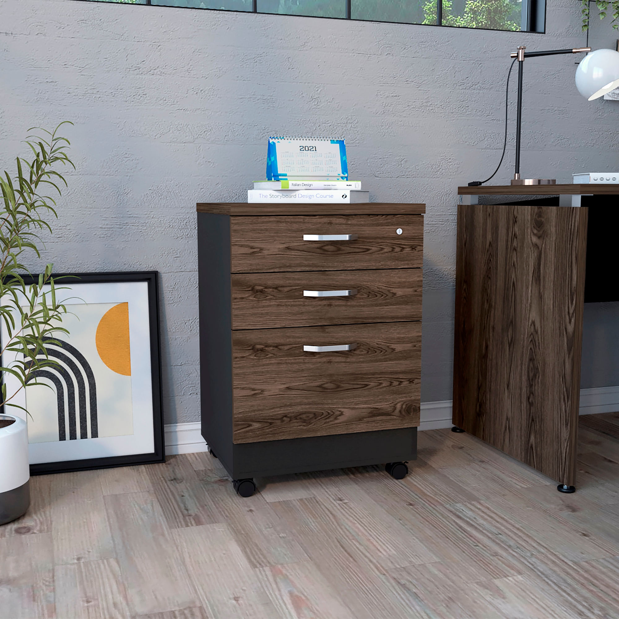 Archivador Home Office 3 Cajones Bajo RTA Wengue Milan - Imagen 3