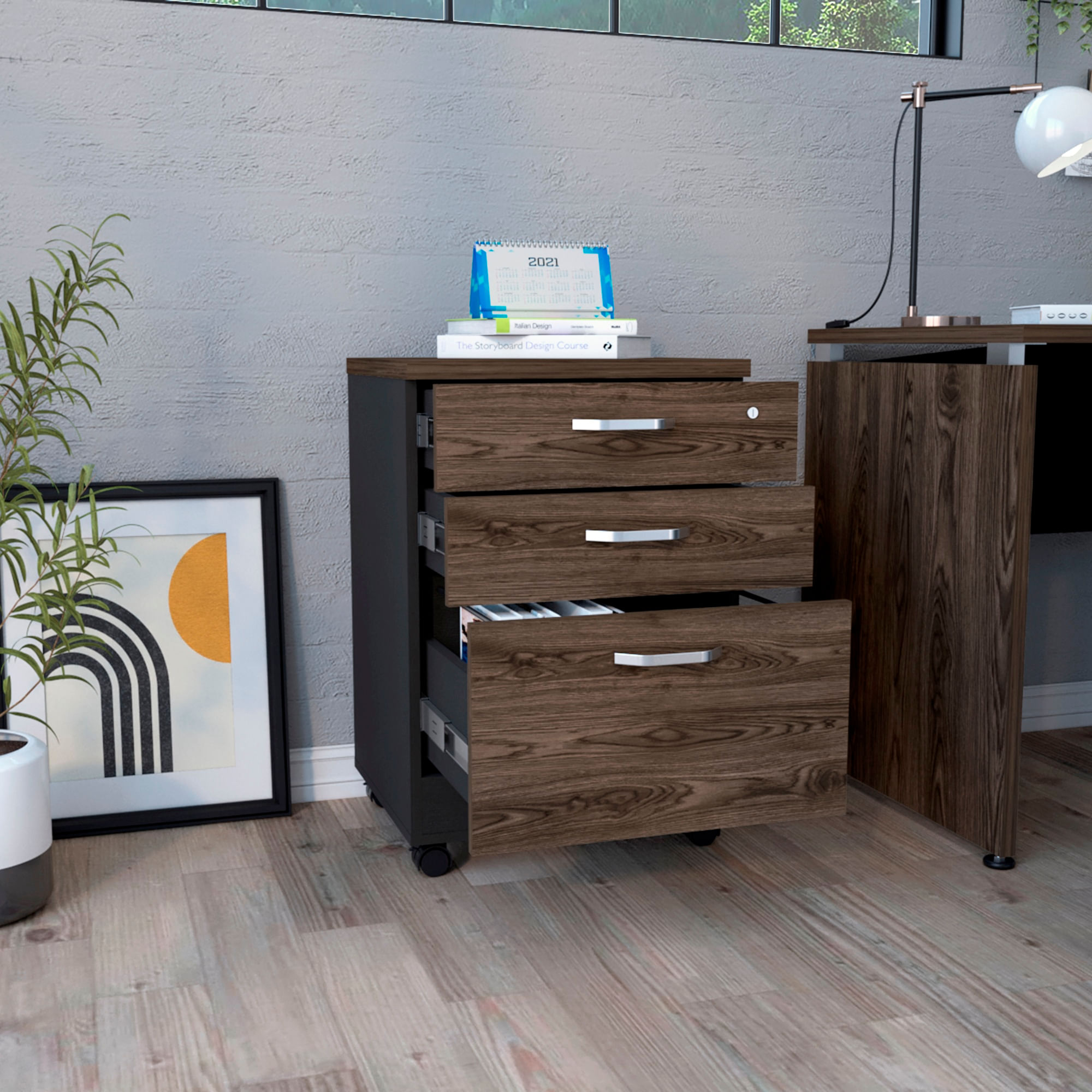 Archivador Home Office 3 Cajones Bajo RTA Wengue Milan - Imagen 4