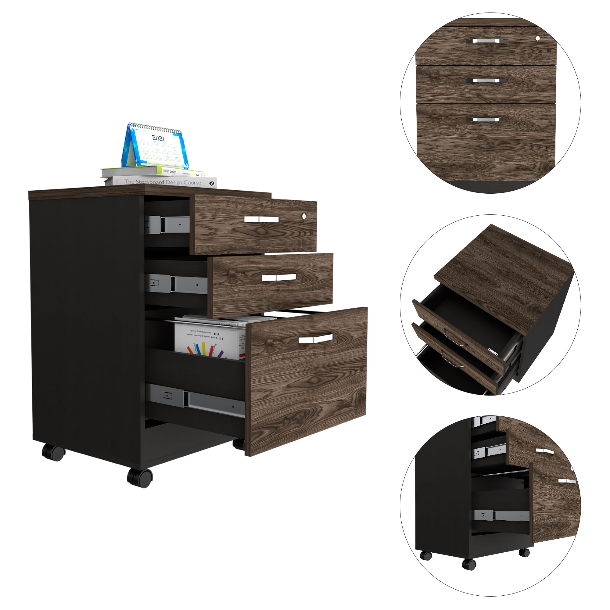 Archivador Home Office 3 Cajones Bajo RTA Wengue Milan - Imagen 6