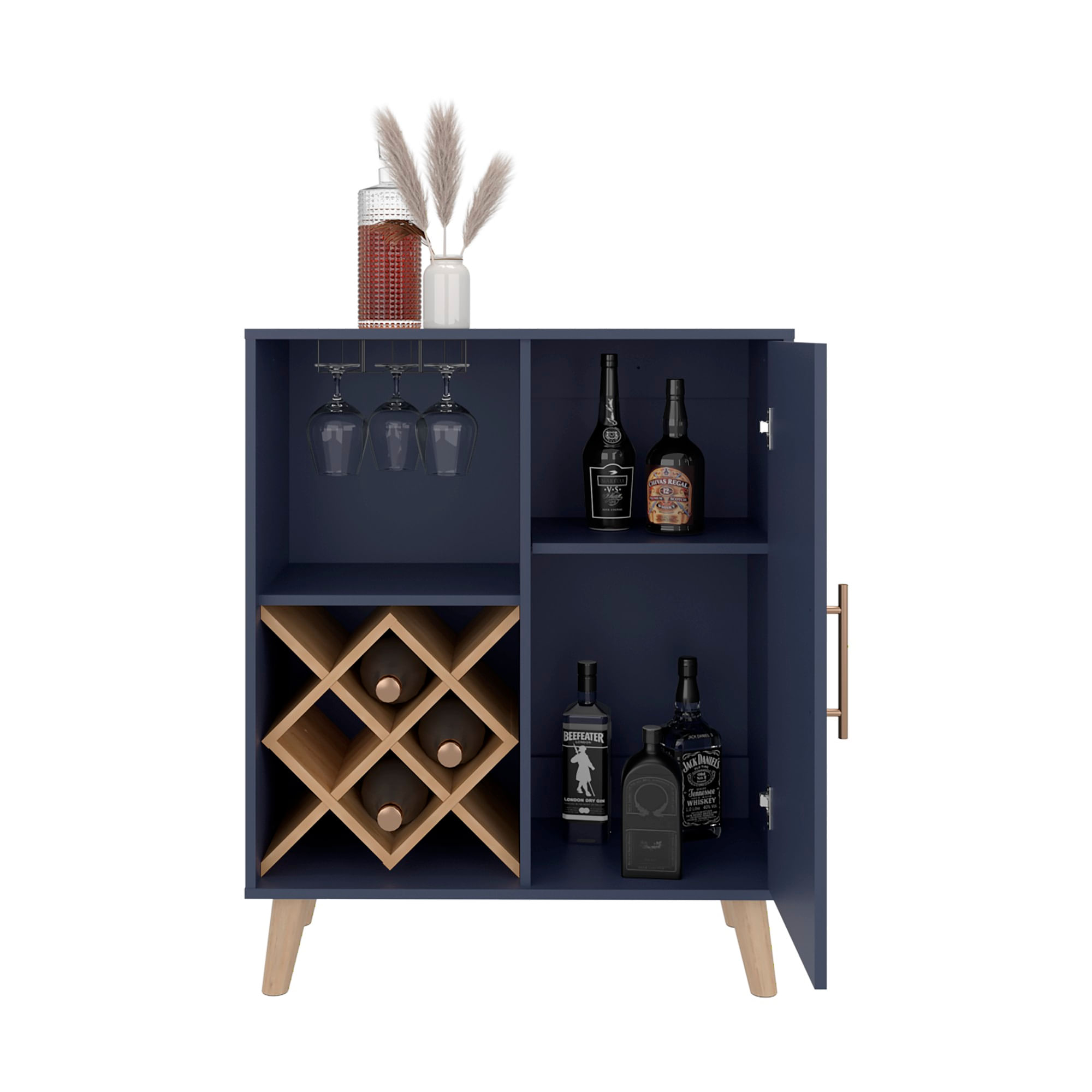 Mueble Bar Baja Cueva 98X80X38 Azul Fresno ZF - Imagen 5